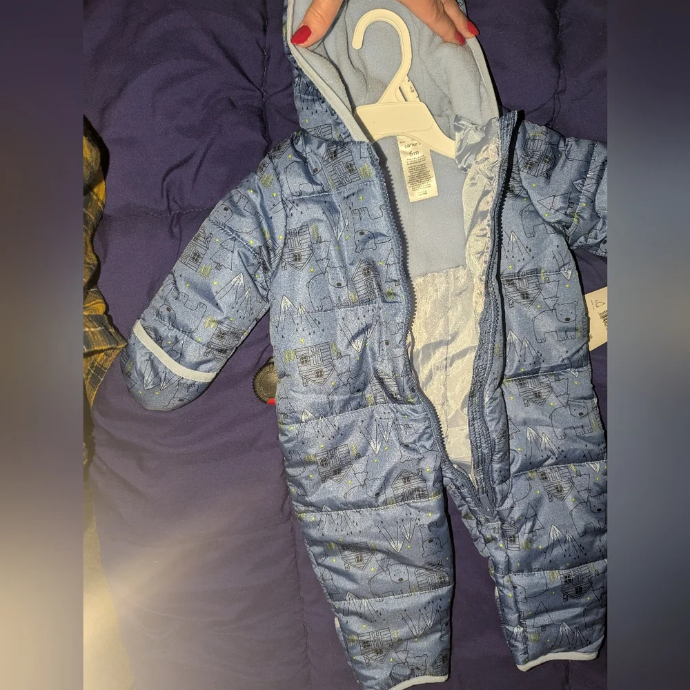 CARTER'S Printed Fleece Lined Hooded Snowsuit 6 M NWT